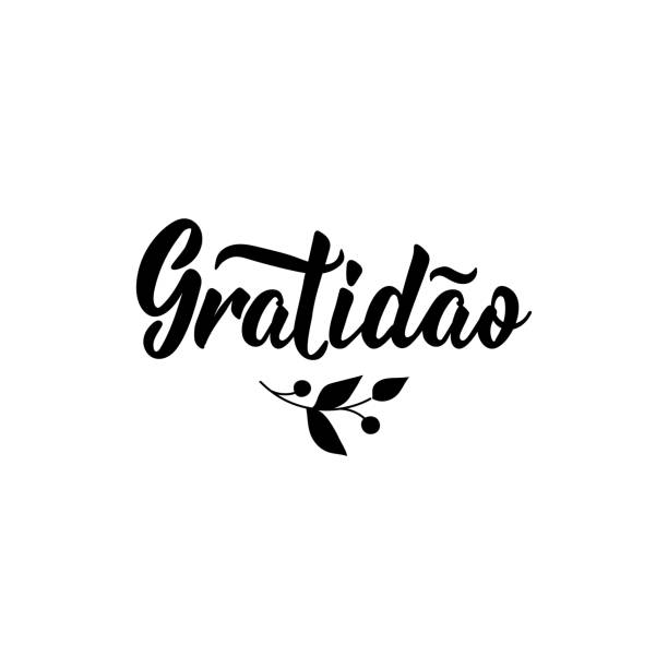 Gratitude. Translation from Portuguese - Gratitude. Modern calligraphy. Gratidao Gratitude. Translation from Portuguese - Gratitude. Lettering. Hand drawn vector illustration. element for flyers, banner, t-shirt and posters Modern calligraphy. Gratidao. motto stock illustrations