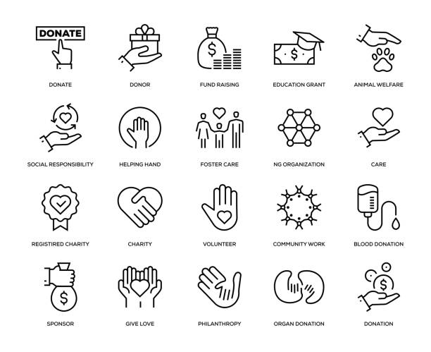 Charity and Donation Icon Set Charity and Donation Icon Set - Thin Line Series animal welfare stock illustrations