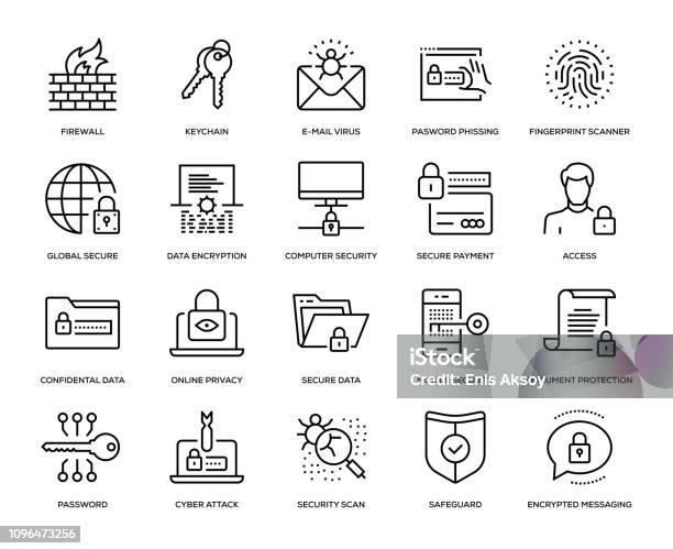 Cyber Security Icon Set Stock Illustration - Download Image Now - Security, Network Security, Privacy