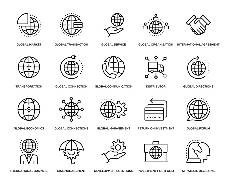 Global Business Icon Set - Thin Line Series