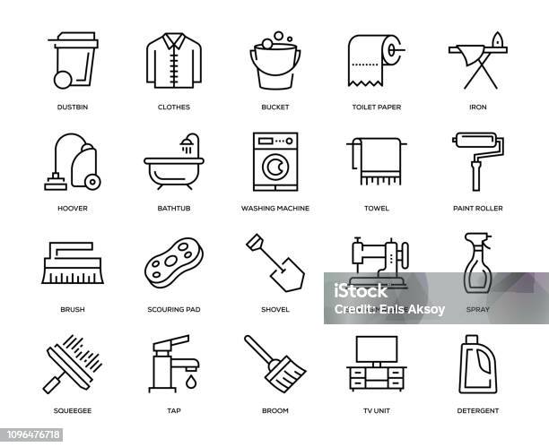 Housework Icon Set Stock Illustration - Download Image Now - Icon Symbol, Cleaner, Cleaning