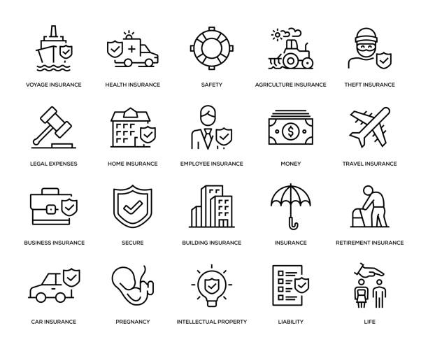 ilustrações de stock, clip art, desenhos animados e ícones de insurance icon set - employee theft