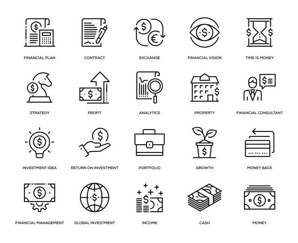 illustrations, cliparts, dessins animés et icônes de investissement icon set - stack of books