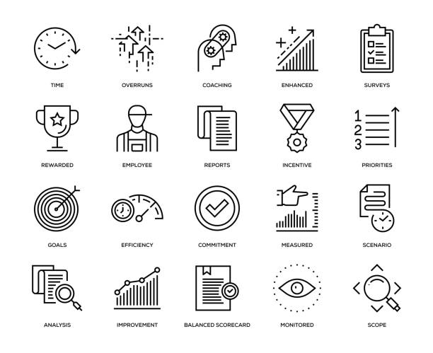 performance management-icon-set - anatomie grafiken stock-grafiken, -clipart, -cartoons und -symbole