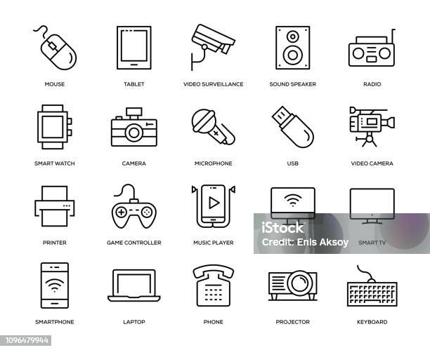 Technology And Devices Icon Set Stock Illustration - Download Image Now - Icon Symbol, Home Video Camera, Movie Camera