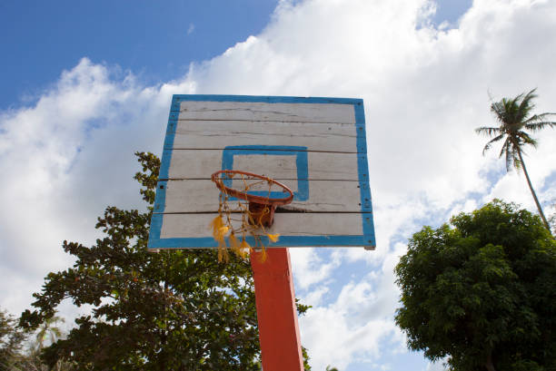 Nacpan, Philippines, January 10th 2019 - Basketball court surrounded by palm trees