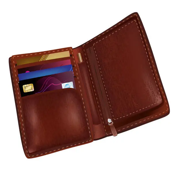 Vector illustration of Vector brown leather wallet