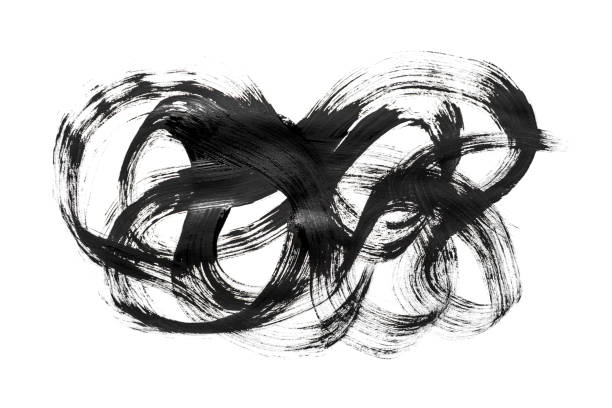 istock Abstraction for a background, drawing black paint on a white isolated background, the whole frame 1096485038