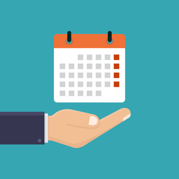istock Hand holding a calendar, business plans, vector design illustration flat modern template 1096489168