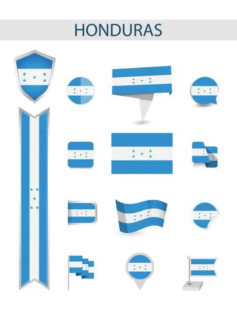 Vector illustration of Honduras Flat Flag Collection