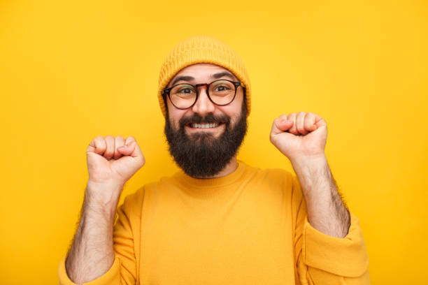 istock Excited hipster man in yellow 1096522292