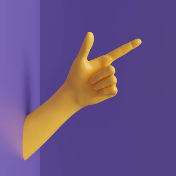 istock 3d render, female hand isolated, finger up, pointing gesture, direction symbol, shop display, minimal fashion background, mannequin body part, show, presentation, violet yellow bright colors 1096522888