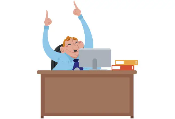 Vector illustration of Men working at desk