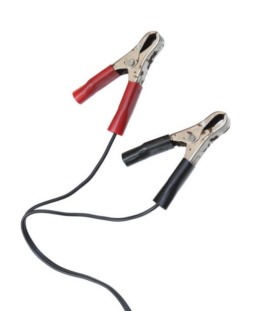 istock Alligator clip jumper cables for car battery 1096524370