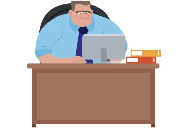 Vector illustration of Men working at desk