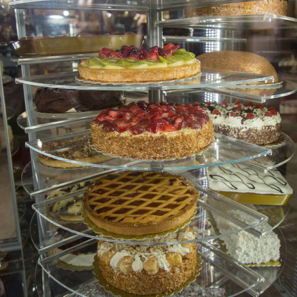 istock Several Types of Stuffed Cakes inside a Pastry Display Stand 1096531012