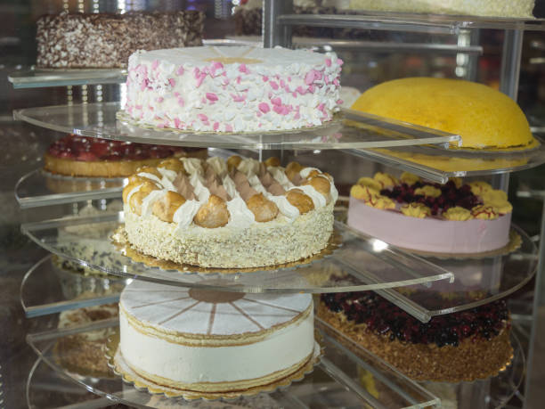 istock Several Types of Stuffed Cakes inside a Pastry Display Stand 1096531322