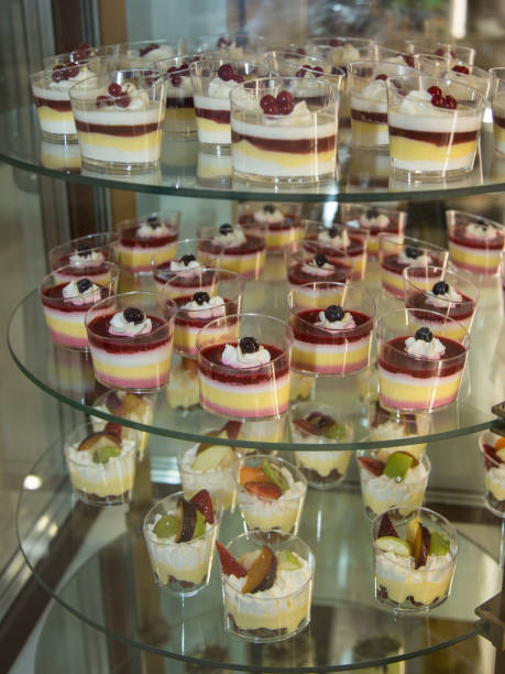 istock Single Portions of Mousse Packaged inside a Pastry Display Stand 1096533988
