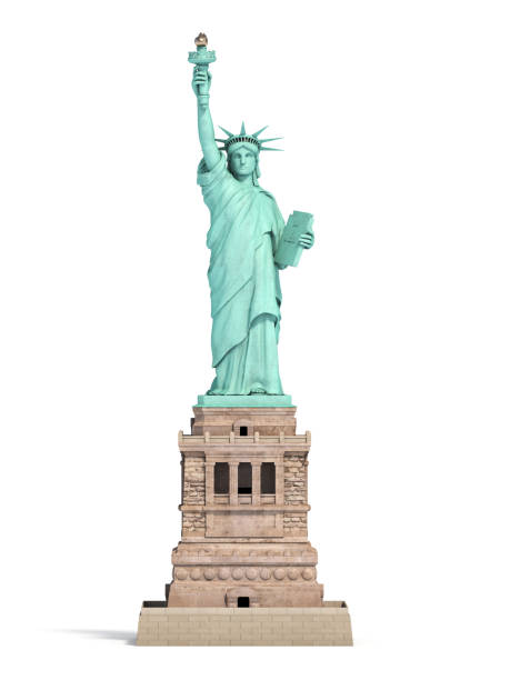 미국, 뉴욕 시 흰색 절연 자유의 동상. - statue of liberty usa new freedom 뉴스 사진 이미지