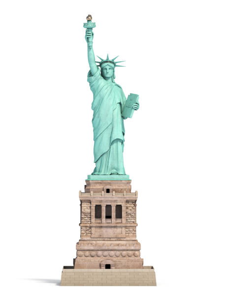 statua wolności w nowym jorku, usa odizolowane na białym tle. - statue of liberty usa new freedom zdjęcia i obrazy z banku zdjęć