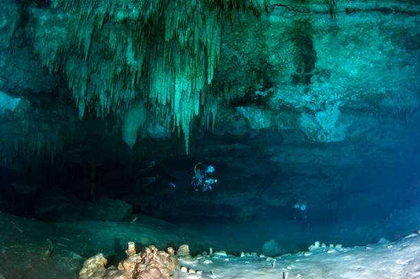 istock Scuba diving in the Cenote Dreamgate, Mexico 1096534802