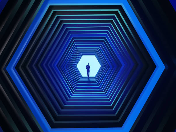 man at the end of the hexagonal tunnel