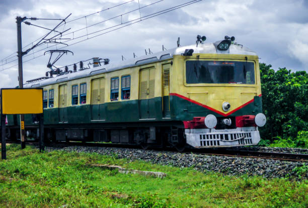 Indian Train Running Over The Train Tracks.