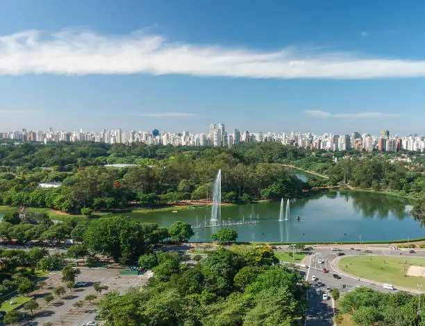 Photo of Aerial view of Ibirapuera park and Sao Paulo Skyline
