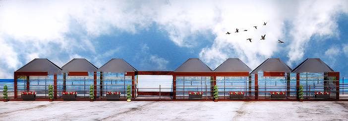Bus Terminal Rendered Sea Bus Terminal Project Render By 3d Software Stock Photo - Download ...