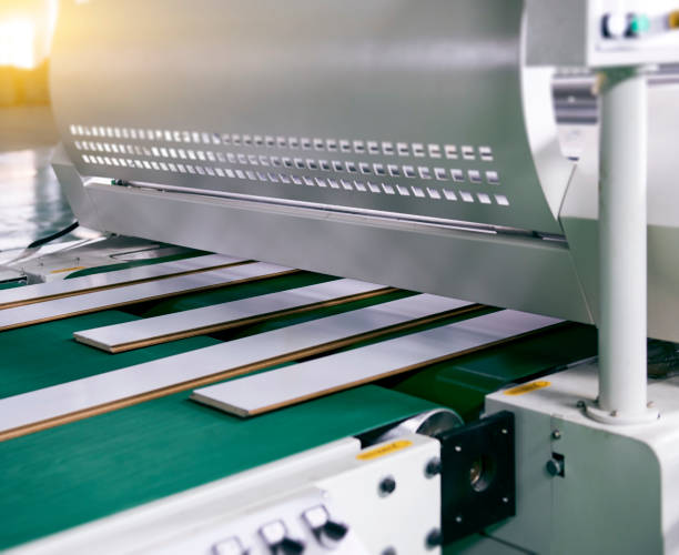 istock Machinery for large factories is transporting wood flooring materials 1096545546