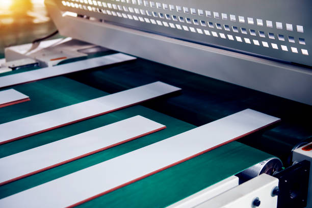 istock Machinery for large factories is transporting wood flooring materials 1096545560