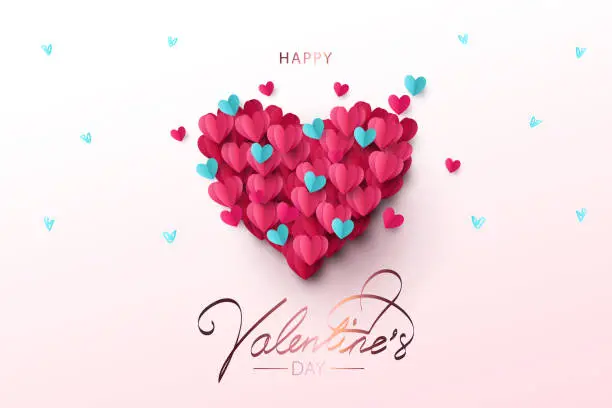 Vector illustration of Happy Valentine’s Day festive design banner, greeting card or poster.