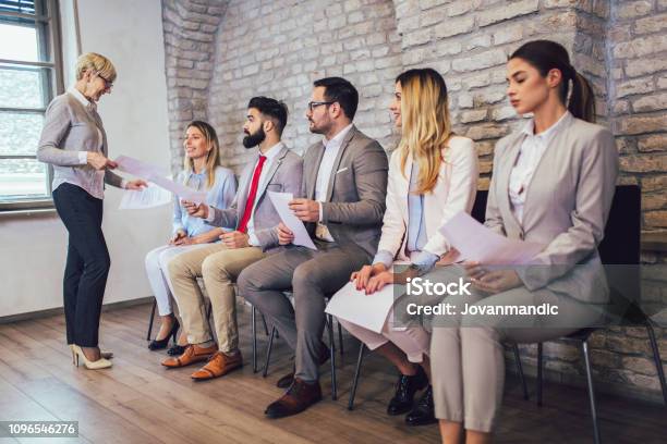 Job Applicants Having Interview Stock Photo - Download Image Now - Job Interview, Waiting, Candidate