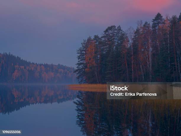 Golden Autumn On The Lake Color Leaves Of Finland Stock Photo - Download Image Now - Lake, North Karelia - Finland, South Karelia - Finland