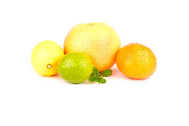 istock Citrus fruits on white background 1096555058