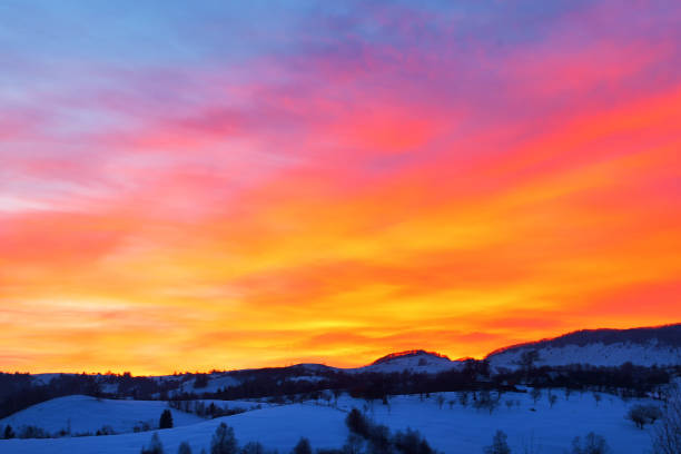 istock Fiery orange sunset sky. Beautiful sky. 1096555300