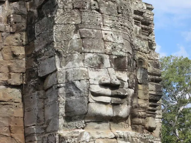 Siem Reap ancient temple stone face