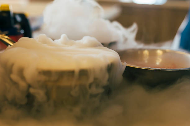 Liquid nitrogen for cooking culinary masterclass stock photo
