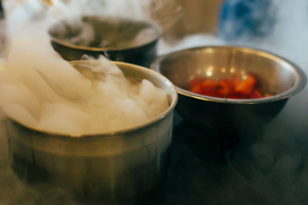 istock Cooking homemade ice cream with Liquid nitrogen 1096585354