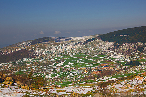 Farm Emerges from A Spring Snowstorm on the Sevenson Trail Near Le-Pont-de-Montvert, France