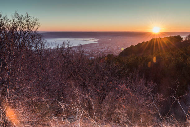 istock Panoramic sunset high above the sea. 1096586118