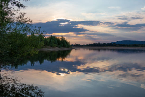 istock Sunset on a lake in Hohenrode in Germany 1096588140