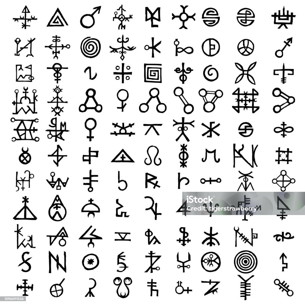 Big set of esoteric symbol design elements. Imaginary handwritten alchemy signs, space, spirituality, inspired by mysticism, freemasonry, astrology. Vector . vector Symbol stock vector