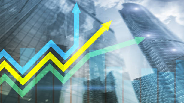 istock Financial growth arrows graph. Investment and trading concept 1096596588