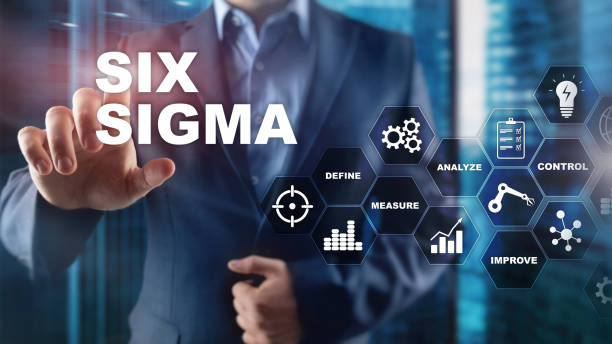 istock Six Sigma, manufacturing, quality control and industrial process improving concept. Business, internet and tehcnology. 1096596792