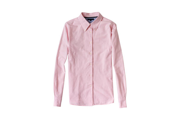 istock Pink shirt flat lay. Fashion concept. Isolate on white background. 1096606800