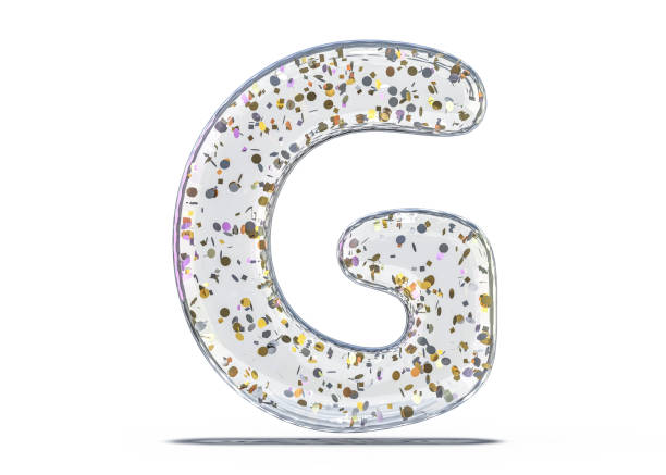 Letter G. Alphabet from transparent foil balloons. 3D Letter G. Alphabet from transparent foil balloons. 3D rendering gold g stock pictures, royalty-free photos & images