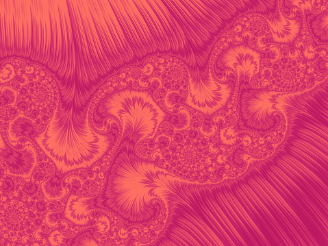 Abstract Living Coral Pink Peacock Feather Swirl Gradient Ornate Pattern Trendy Colors of Year 2019 Fractal Fine Art