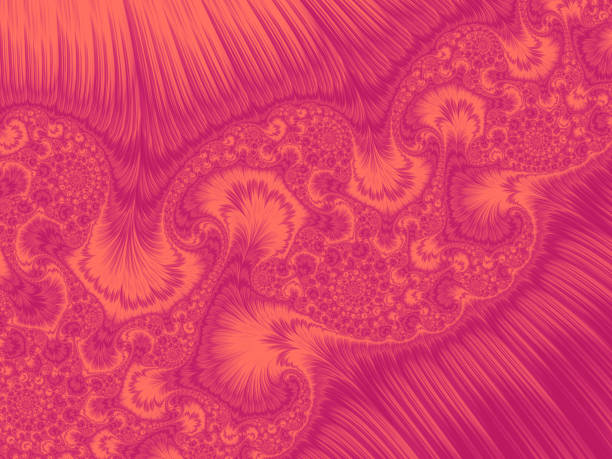 living coral pink peacock feather swirl gradient ozdobny abstrakcyjny wzór kalamkari modne kolory roku 2019 fractal art - paw print obrazy zdjęcia i obrazy z banku zdjęć