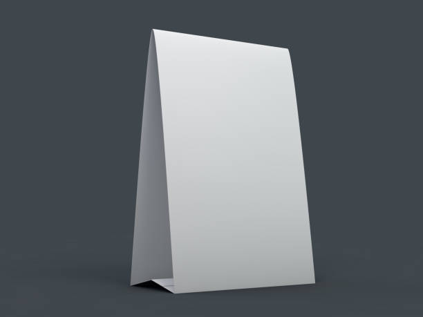 istock Stand for booklets with white sheets of paper. Mockup. 3D 1096617760